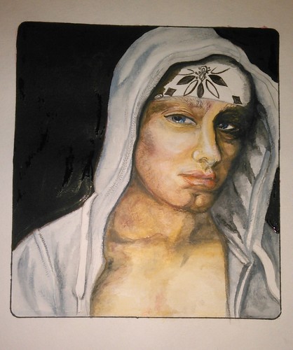 Eminem ORIGINAL watercolor and ink painting on Bristol - 8x11.5 Celeb Portrait