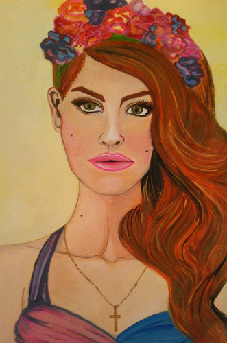 Acrylic Lana Del Rey ORIGINAL painting on Medium sized Canvas - Celeb portrait