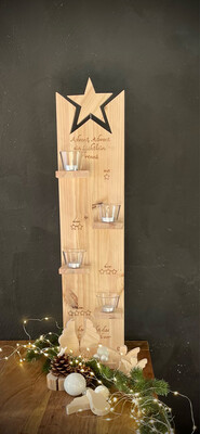 Advent - Teelichthalter  mit 4 Teelichtgläsern perfekt für die Adventszeit und zu Weihnachten, Adventskranz mal anders, ohne Deko