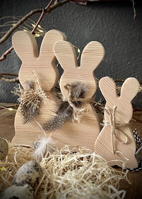 Osterhasen Set - 3 teilig, wahlweise natur, grau oder weiß ab