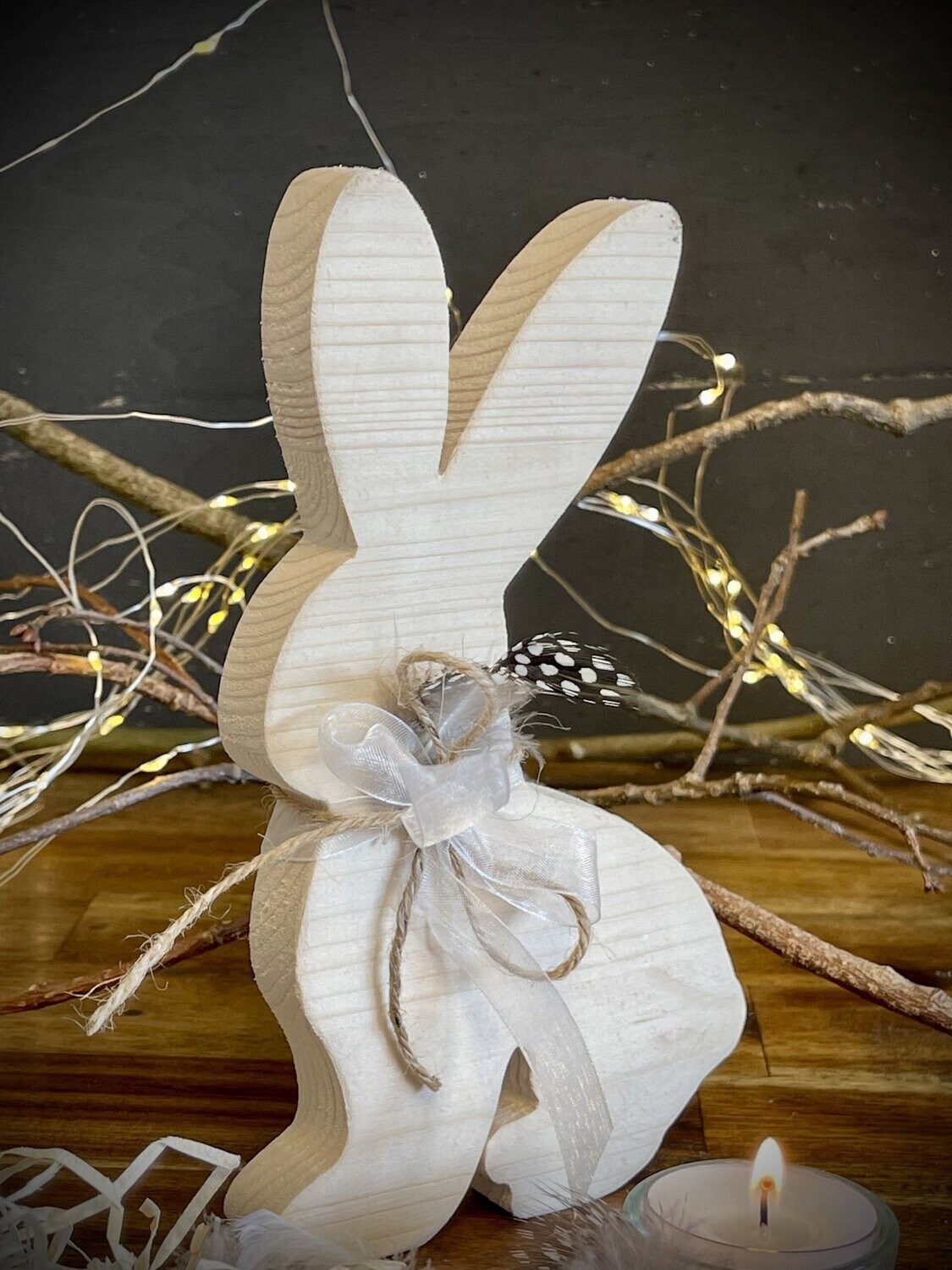 Osterhase aus Holz - wahlweise in natur, grau, weiß ab