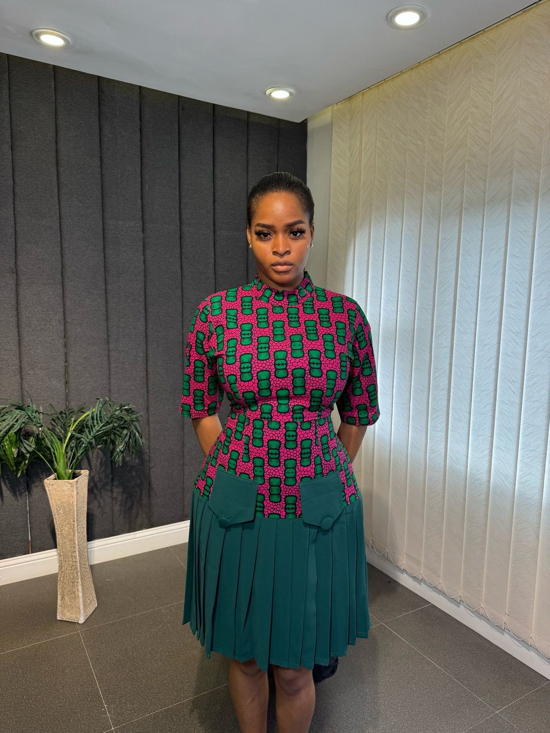 ADANNA DRESS( Pink &amp; Green)