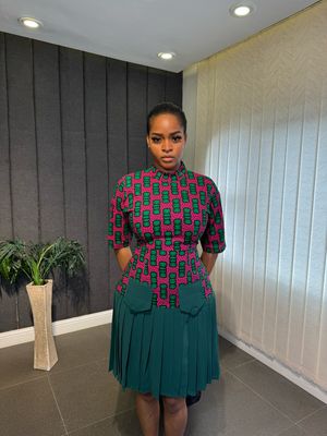ADANNA DRESS( Pink &amp; Green)
