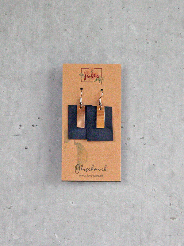 Ohrringe | Rechtecke grau & Holz