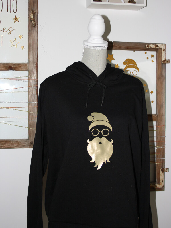 Xmas Pulli | Weihnachtsmann Bart schwarz | Größe XL