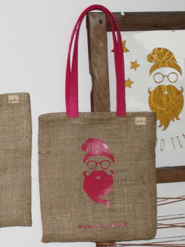 COFFEEBAG Shopper Weihnachtsmann | pink mit langen Henkel