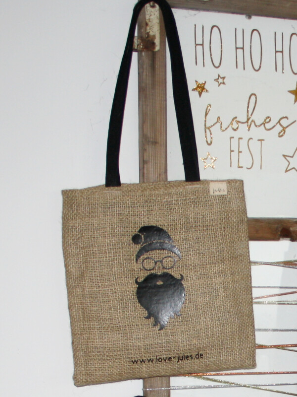 COFFEEBAG Shopper Weihnachtsmann | schwarz mit langen Henkel