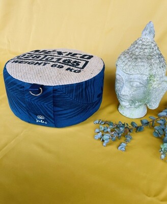 Coffeebag yoga pouf | palm tree blue