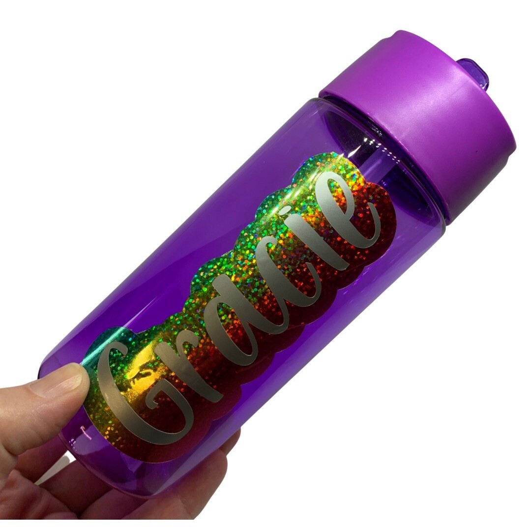 Personalised water bottle with Holographic outline