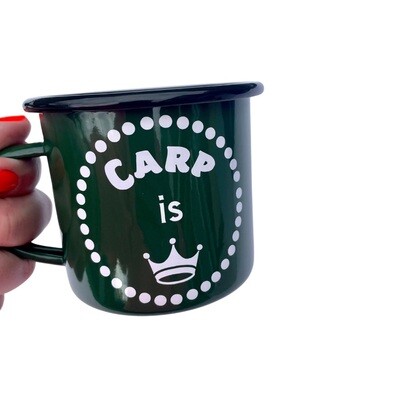 Carp is King enamel Fishing mug