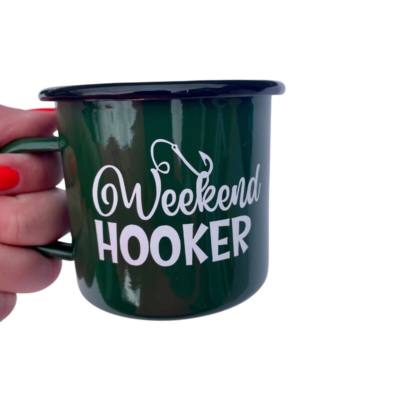 Weekend Hooker enamel Fishing mug