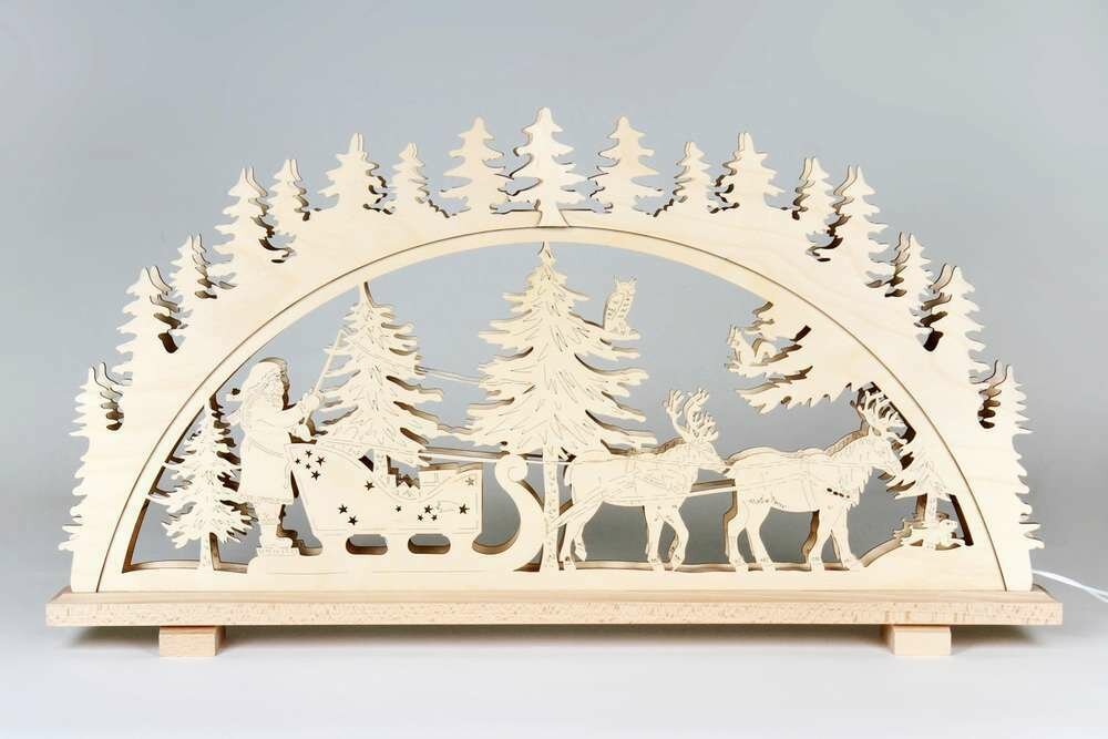 Schwibbogen 'Nikolaus mit Rentieren'