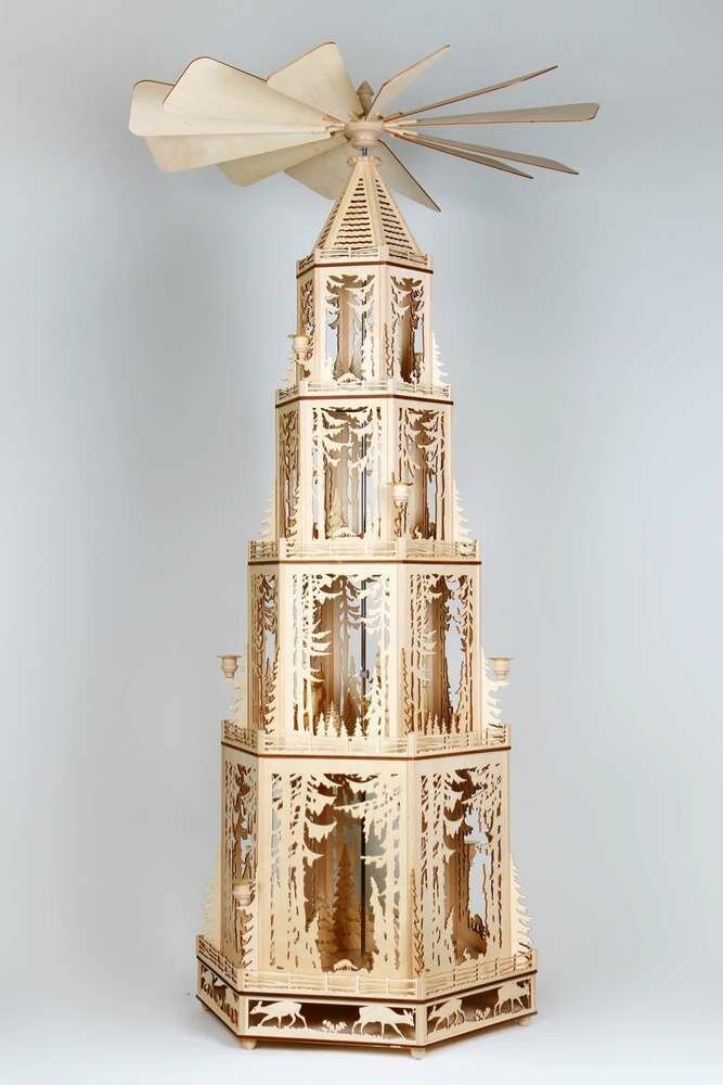 Große Waldpyramide – Laubsägevorlage im Erzgebirgsstil Große Waldpyramide – Laubsägevorlage im Erzgebirgsstil