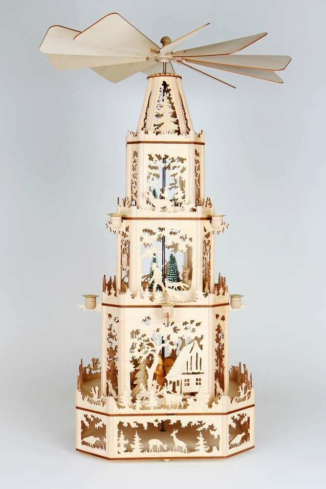 Mittelgroße Waldpyramide – Laubsägevorlage im Erzgebirgsstil