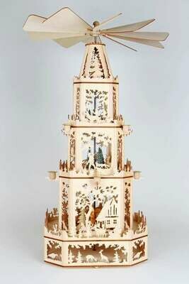 Mittelgroße Waldpyramide – Laubsägevorlage im Erzgebirgsstil Mittelgroße Waldpyramide – Laubsägevorlage im Erzgebirgsstil