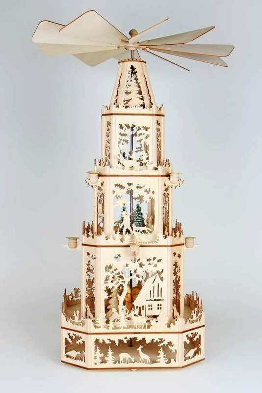 Mittelgroße Waldpyramide – Laubsägevorlage im Erzgebirgsstil Mittelgroße Waldpyramide – Laubsägevorlage im Erzgebirgsstil