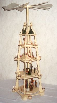 Große Säulenpyramide – Vorlage für erzgebirgische Laubsägearbeiten