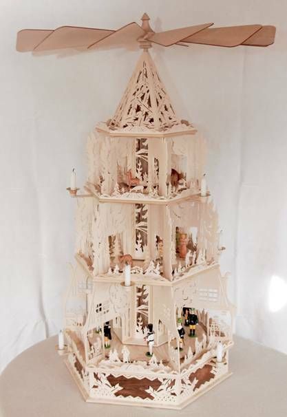 Erzgebirgische Pyramide 3-stöckig – Vorlage für Laubsägearbeiten