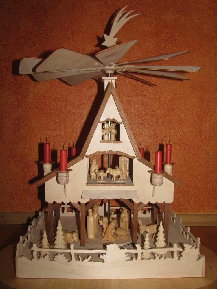 Erzgebirgische Krippenpyramide – Vorlage für Laubsägearbeiten