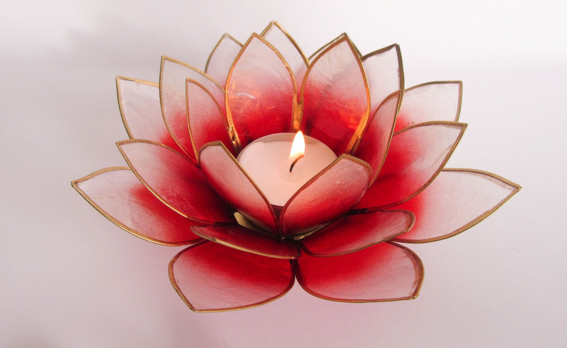 Lotus Theelichthouder Rood/Roze