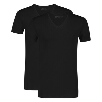 Ten Cate Basics Men V-Neck Shirt 2-Pack 090 Black 32325