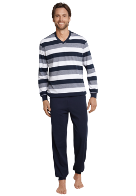 Schiesser Pyjama met Boordjes Dark Sapphire 159623