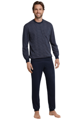Schiesser Pyjama met Boordjes Dark Sapphire 159620