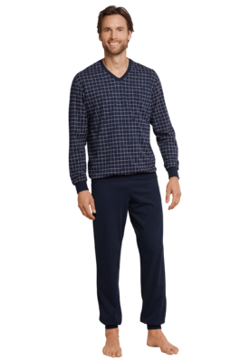 Schiesser Pyjama met Boordjes Dark Sapphire 159618