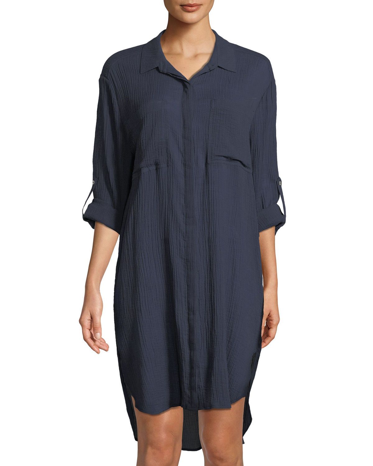 Seafolly Crinkle Twill Beach Shirt Indigo 53108-CU