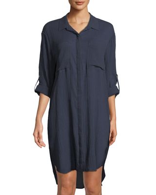 Seafolly Crinkle Twill Beach Shirt Indigo 53108-CU