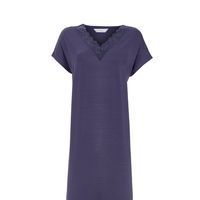 Ringella Nachthemd mit V-Ausschnitt und Spit orientblau 6271006