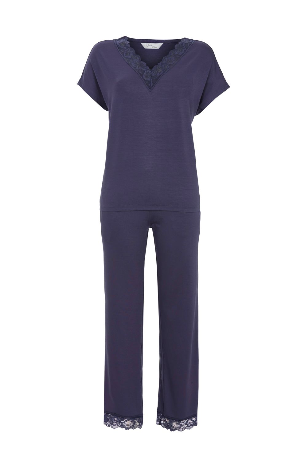 Ringella Pyjama mit langer Hose und Spitzenb orientblau 6271206