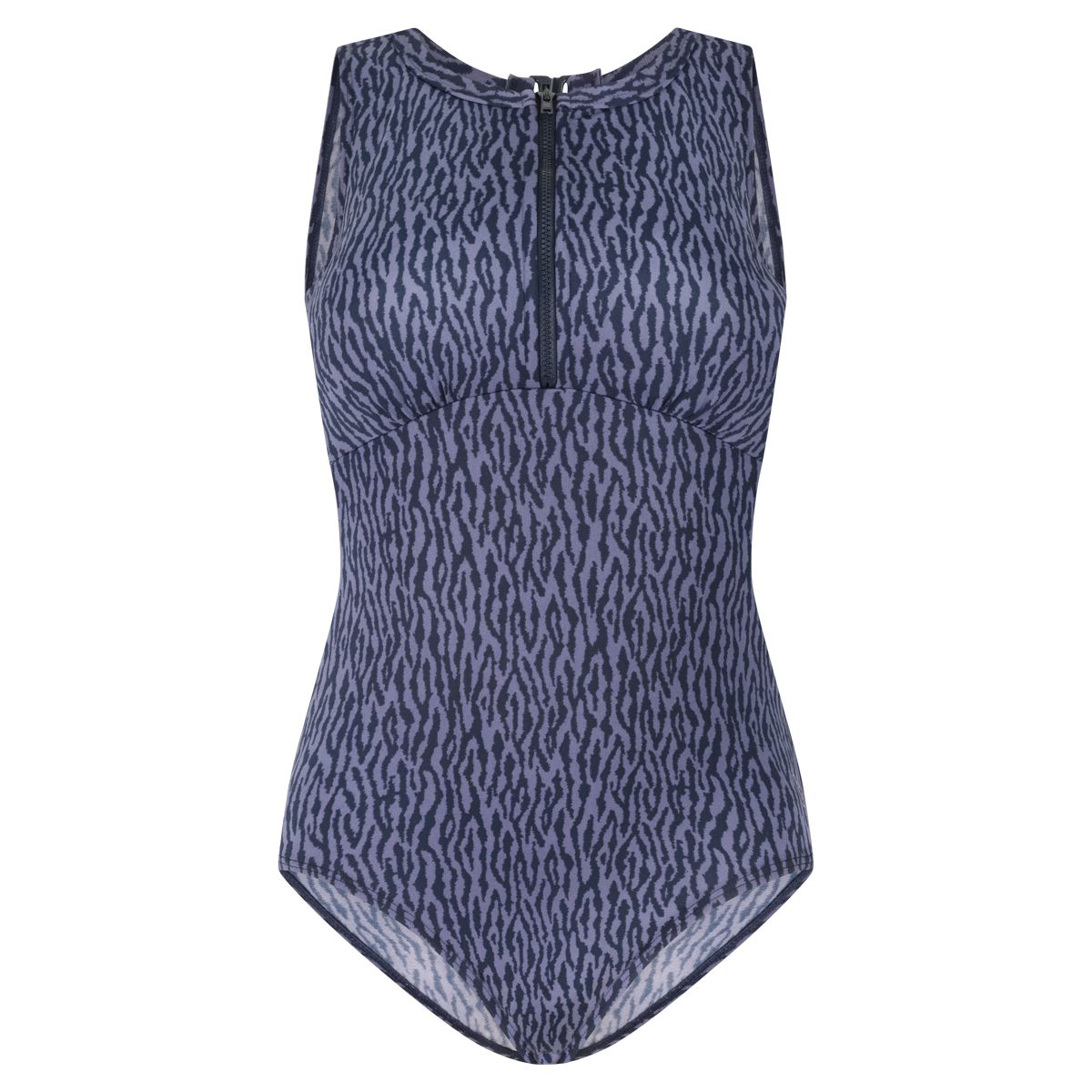 Ten Cate Swimsuit soft cup high neck zipper zebra grey 60591
