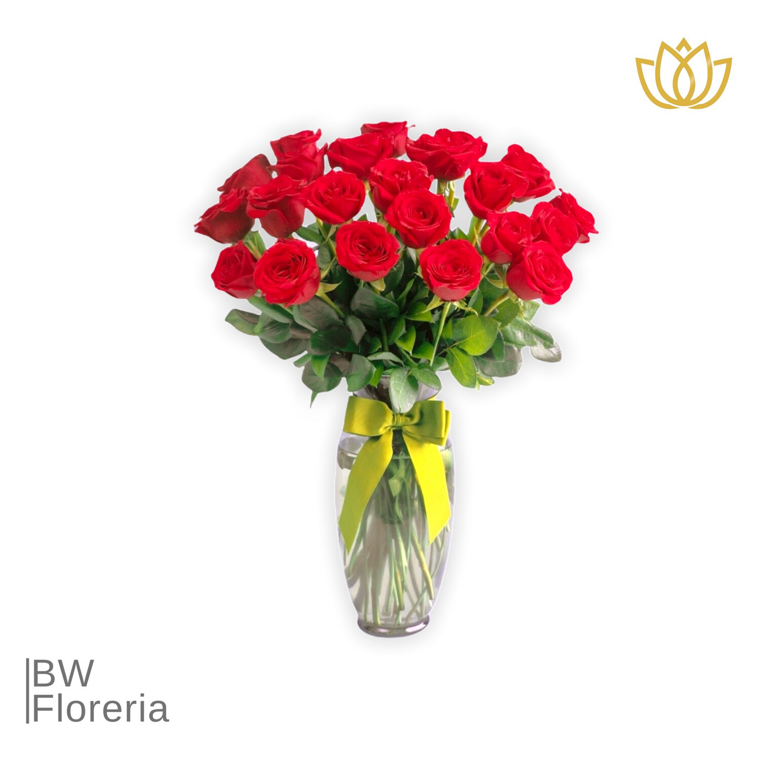24 rosas en florero
