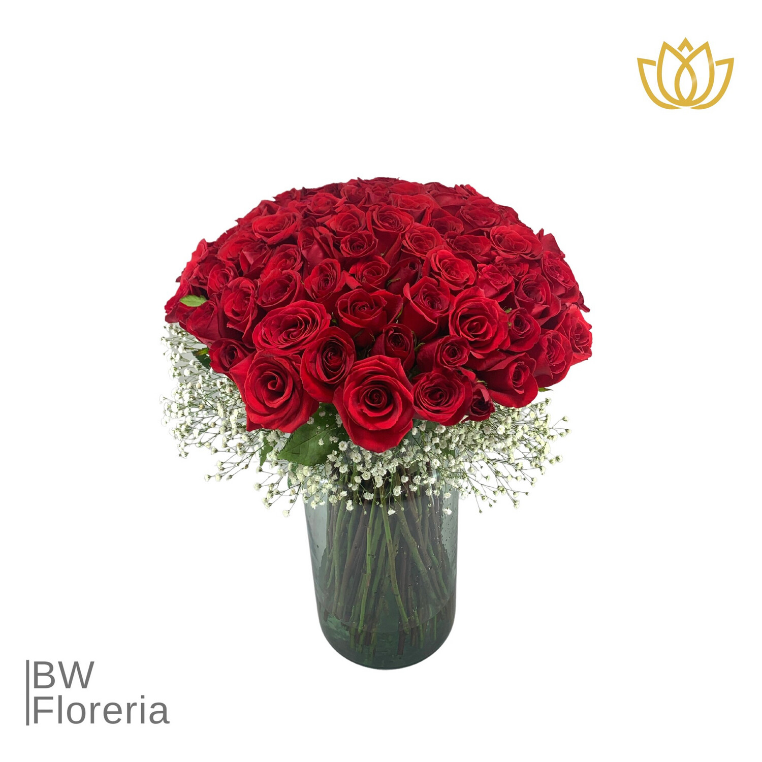 100 rosas en florero