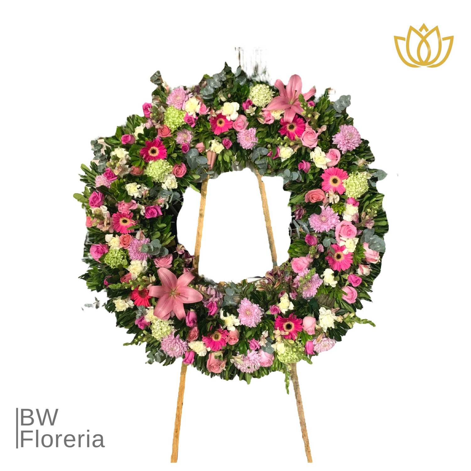 Corona Funebre de lilis y rosas