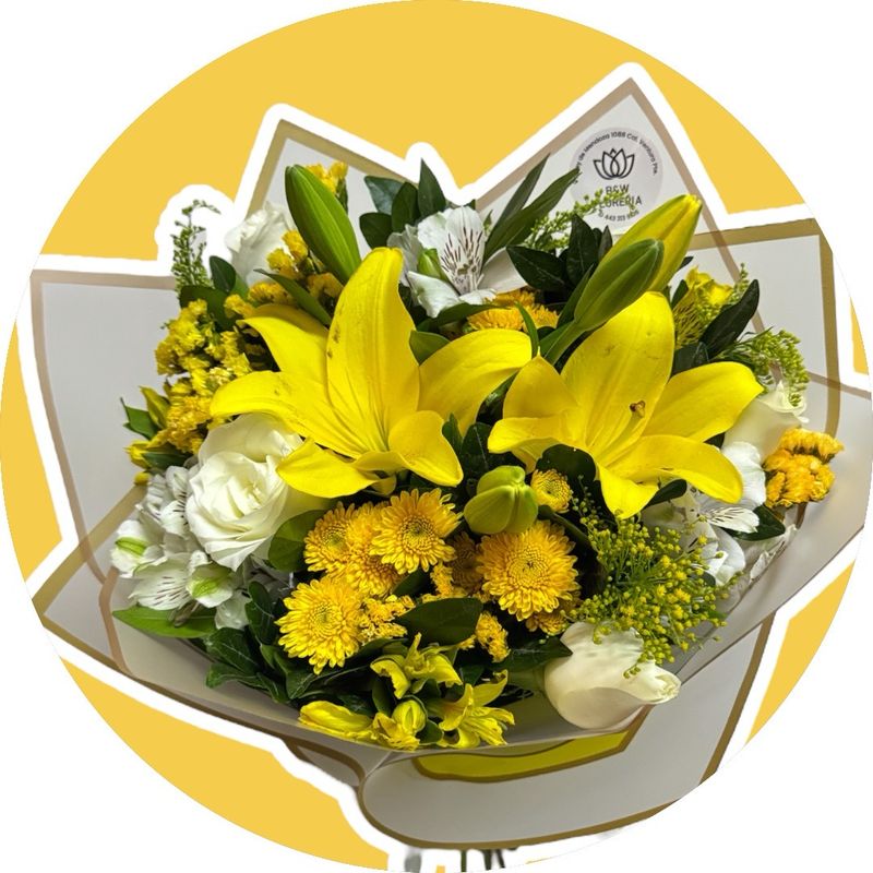 BOUQUET ROSAS AMARILLAS Y LILIS