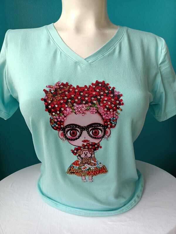 CAMISETAS DAMA DECORADAS EN CRISTALES