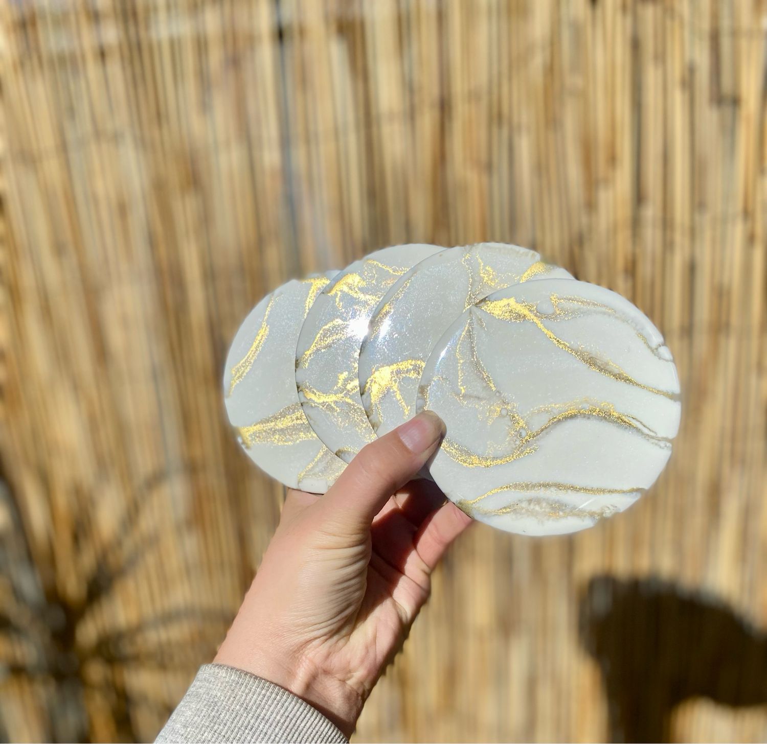 White &amp; Gold Coasters