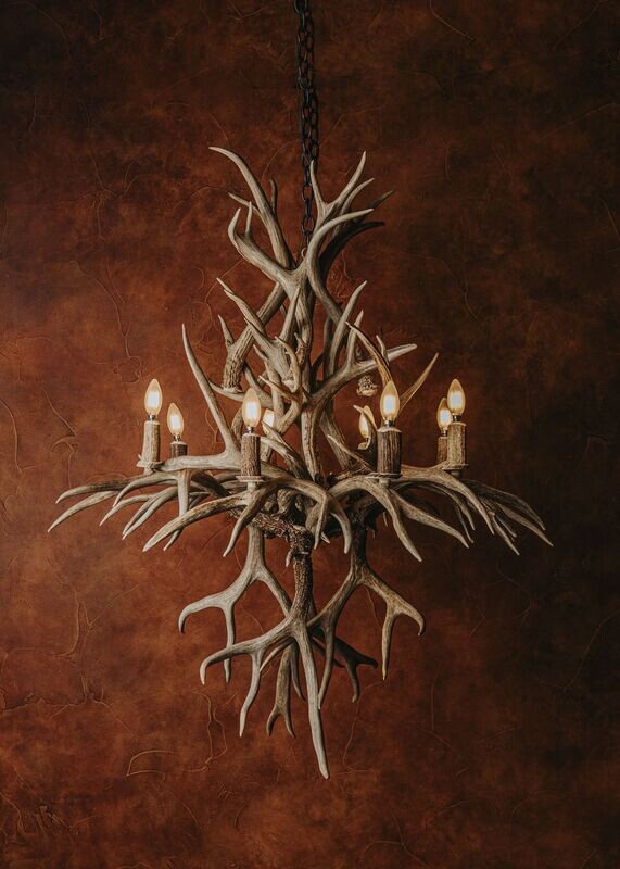 8 LT. MULE DEER INVERTED CASCADE CHANDLIER