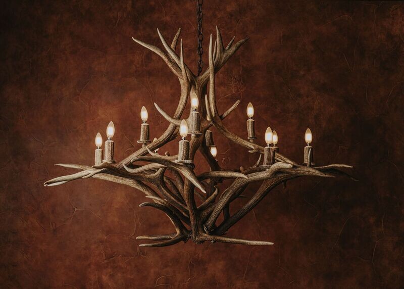 12 LT. ELK "TEXAS TORNADO" CHANDELIER
