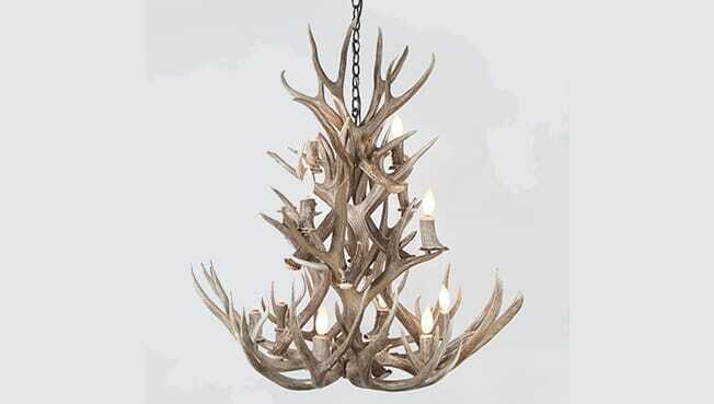 12 LIGHT TRIPLE TIER MULE DEER CHANDELIER
