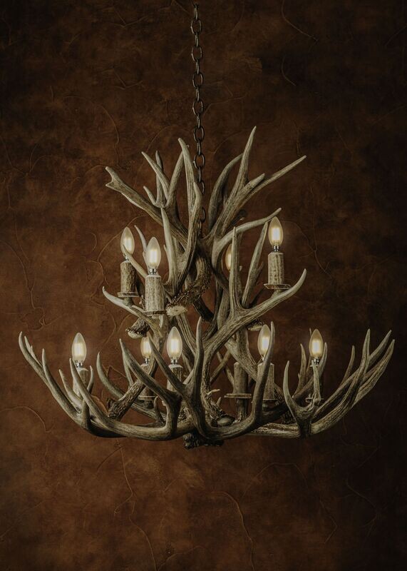 10 LT. DOUBLE TIER MULE DEER CHANDELIER