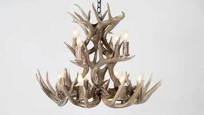 10 LT. DOUBLE TIER WHITETAIL CHANDELIER