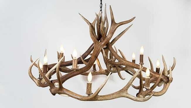 12 LT. LARGE OPEN BOTTOM ELK CHANDELIER