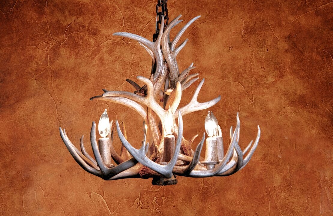 6 LT. DOUBLE TIER WHITETAIL CHANDELIER