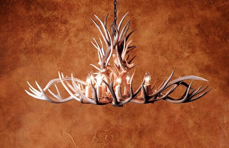 8 LT. ELONGATED MULE DEER DINING ROOM CHANDELIER