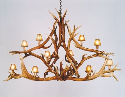 14 LT. ELK CHANDELIER WITH SHADES