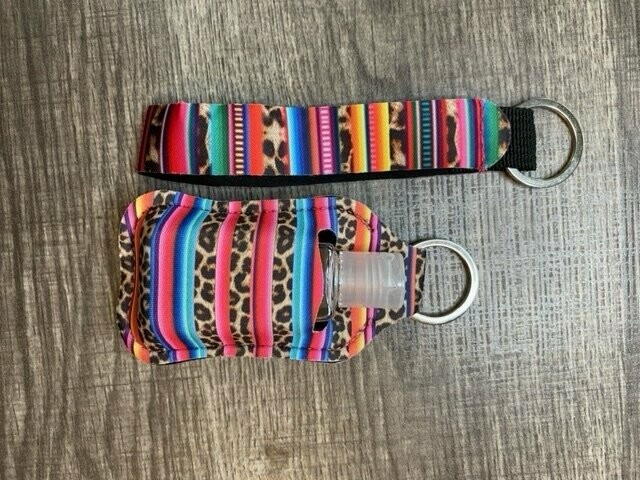 Leopard and Multi Color Stripes Keychain