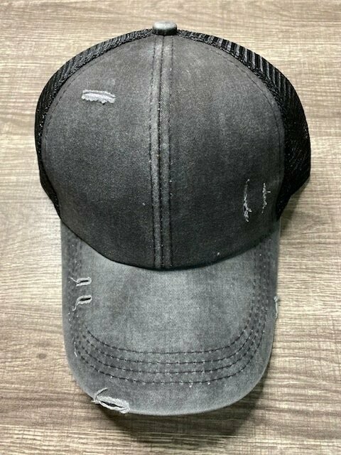 Darker Grey/Black Frayed Hat